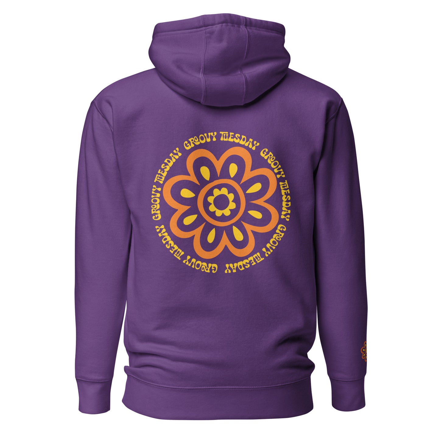 Groovy Tuesday Unisex Embroidered Hoodie (Purple/Yellow)