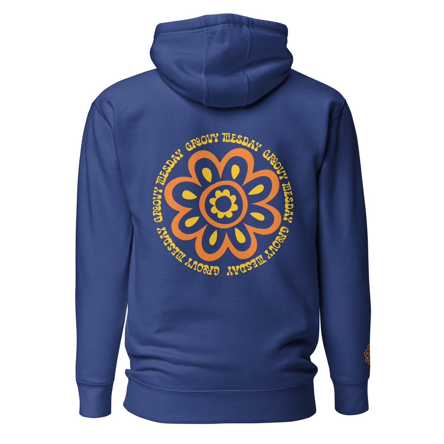 Groovy Tuesday Unisex Embroidered Hoodie (Blue/Yellow)