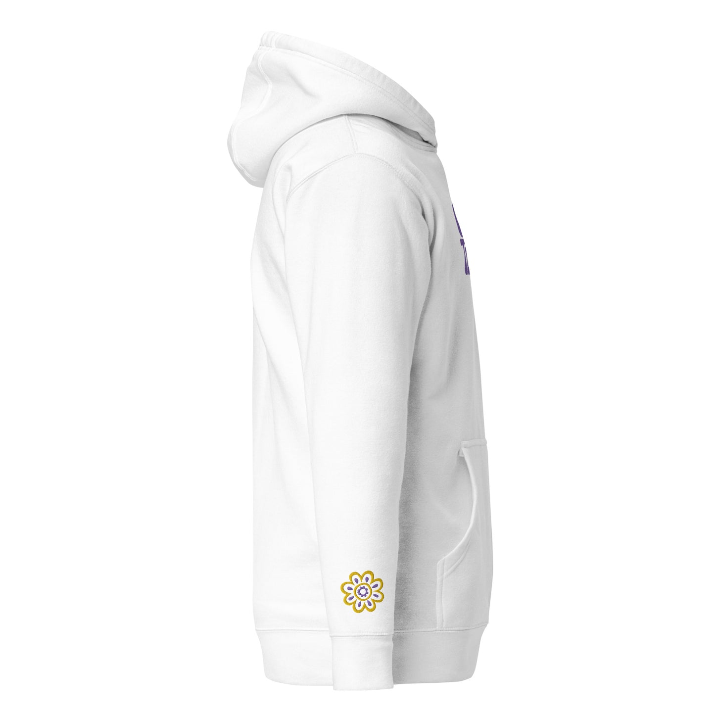 Groovy Tuesday Unisex Embroidered Hoodie (White/Purple)