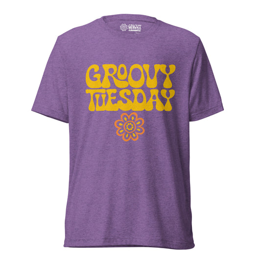 Groovy Tuesday Short Sleeve Unisex Tee (Purple/Yellow)